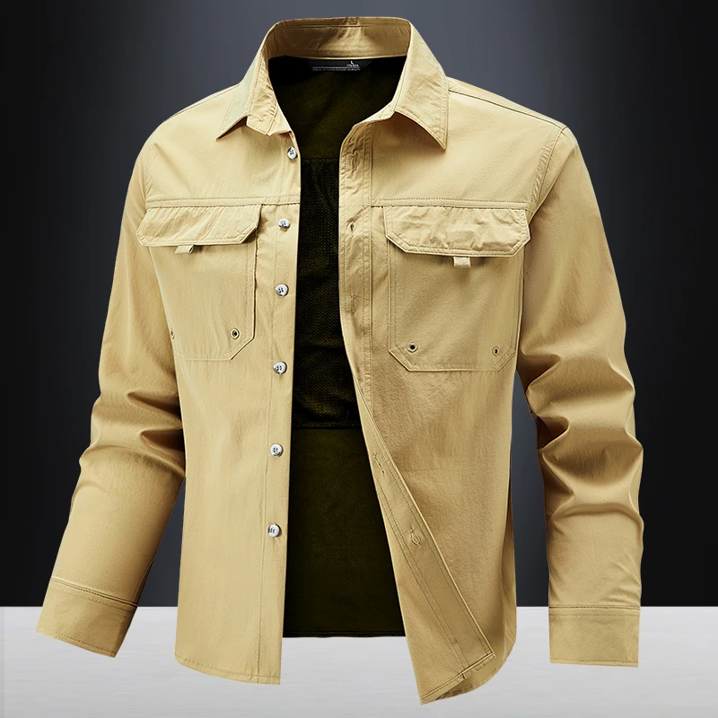 Мужская рубашка с длинным рукавом, повседневная рубашка на пуговицах в стиле ретро, карманный дизайн, весна-осень, открытый
Мужская рубашка с длинным рукавом, повседневная рубашка на пуговицах в стиле ретро, карманный дизайн, весна-осень, открытый