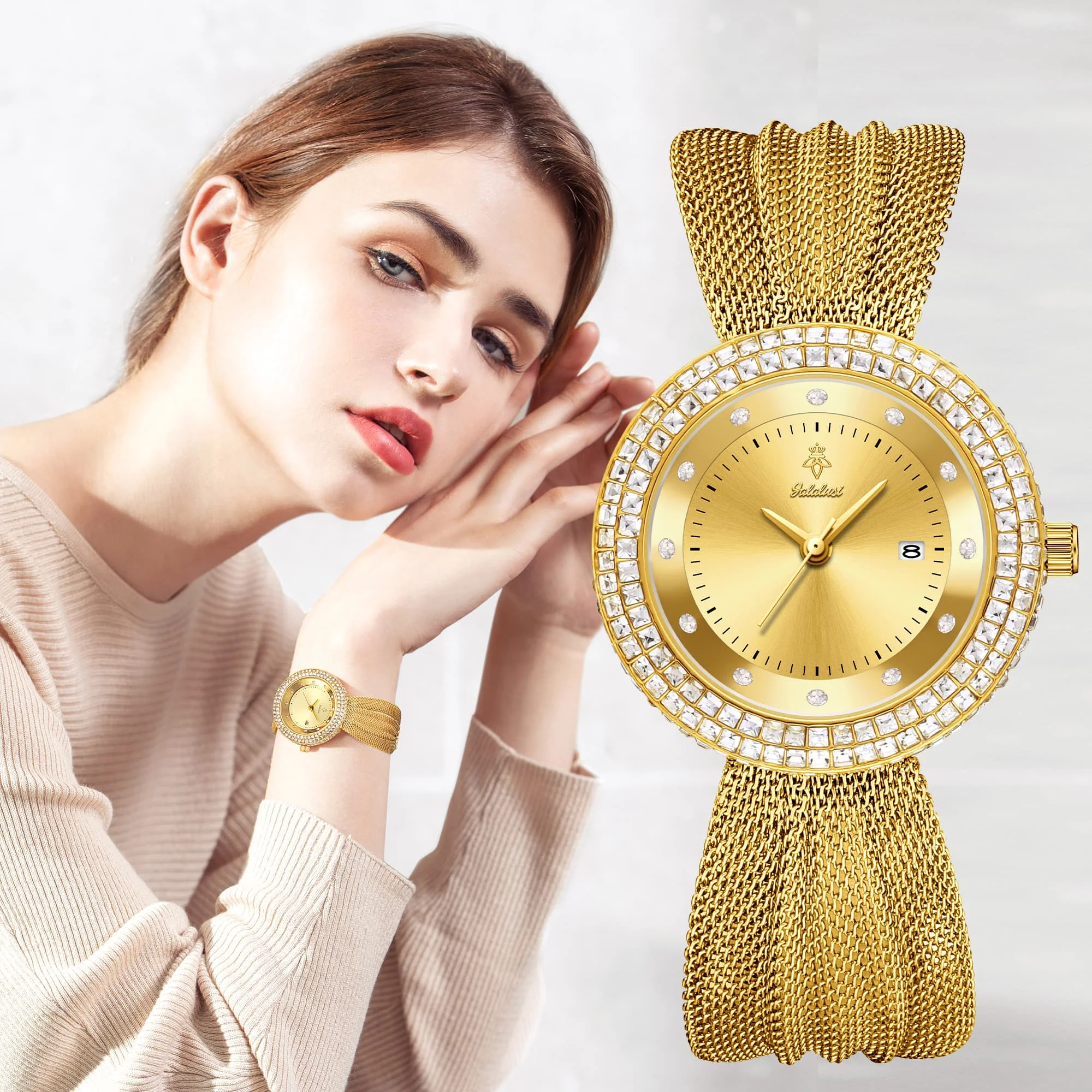 Stylish ladies' luxury diamond-set bracelet watch: an elegant, water-resistant quartz timepiece, perfect as a gift reloj mujer
Stylish ladies' luxury diamond-set bracelet watch: an elegant, water-resistant quartz timepiece, perfect as a gift reloj mujer