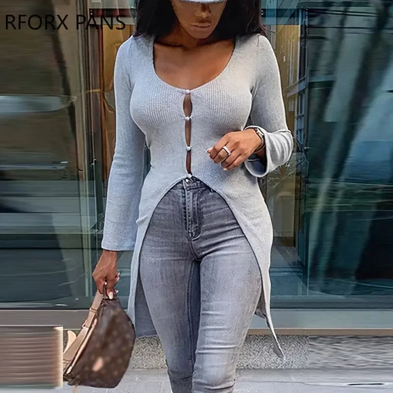 Women Casual Solid Asymmetrical Button Round Collar Chic Long Sleeves Knitting Tops
Women Casual Solid Asymmetrical Button Round Collar Chic Long Sleeves Knitting Tops