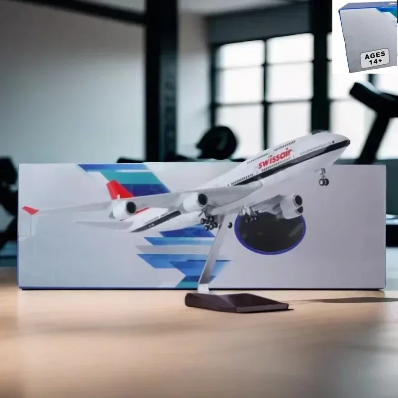 New 1/150 Scale 47CM Airplane 747 B747 Swissair Airline Model LED Light & Wheel Landing Gear Diecast Resin Plane Model Toy Decor
New 1/150 Scale 47CM Airplane 747 B747 Swissair Airline Model LED Light & Wheel Landing Gear Diecast Resin Plane Model Toy Decor