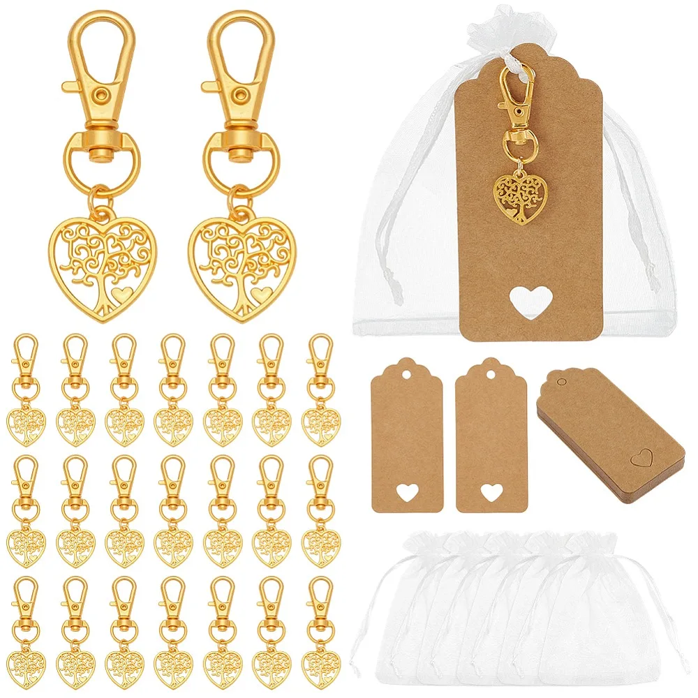 24Pcs Heart with Tree of Life Alloy Pendant Decorations with Alloy Swivel Lobster Claw Clasps and 24Pcs Organza Golden 52mm
24Pcs Heart with Tree of Life Alloy Pendant Decorations with Alloy Swivel Lobster Claw Clasps and 24Pcs Organza Golden 52mm