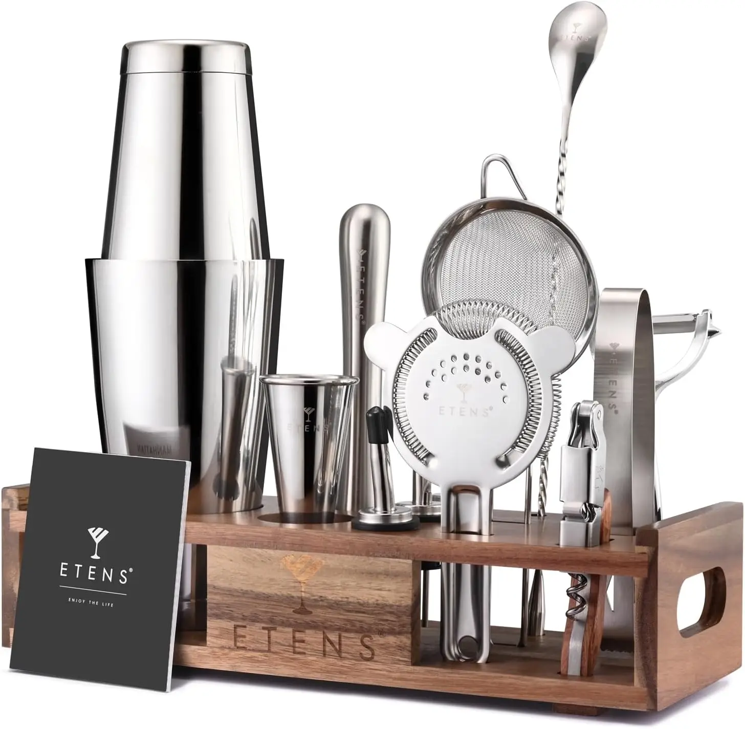 15-Piece Mixology Bartender Kit, Stainless Steel Cocktail Shaker Set with Wooden Stand for Home Bar
15-Piece Mixology Bartender Kit, Stainless Steel Cocktail Shaker Set with Wooden Stand for Home Bar