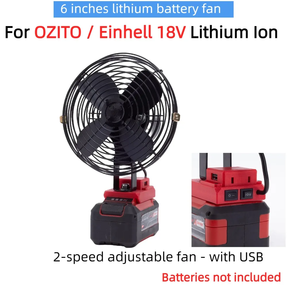Портативный вентилятор с USB-зарядкой для литий-ионного интерфейса OZITO/Einhell 18 В, для домашнего и наружного походного вентилятора (кроме батареек)
Портативный вентилятор с USB-зарядкой для литий-ионного интерфейса OZITO/Einhell 18 В, для домашнего и наружного походного вентилятора (кроме батареек)