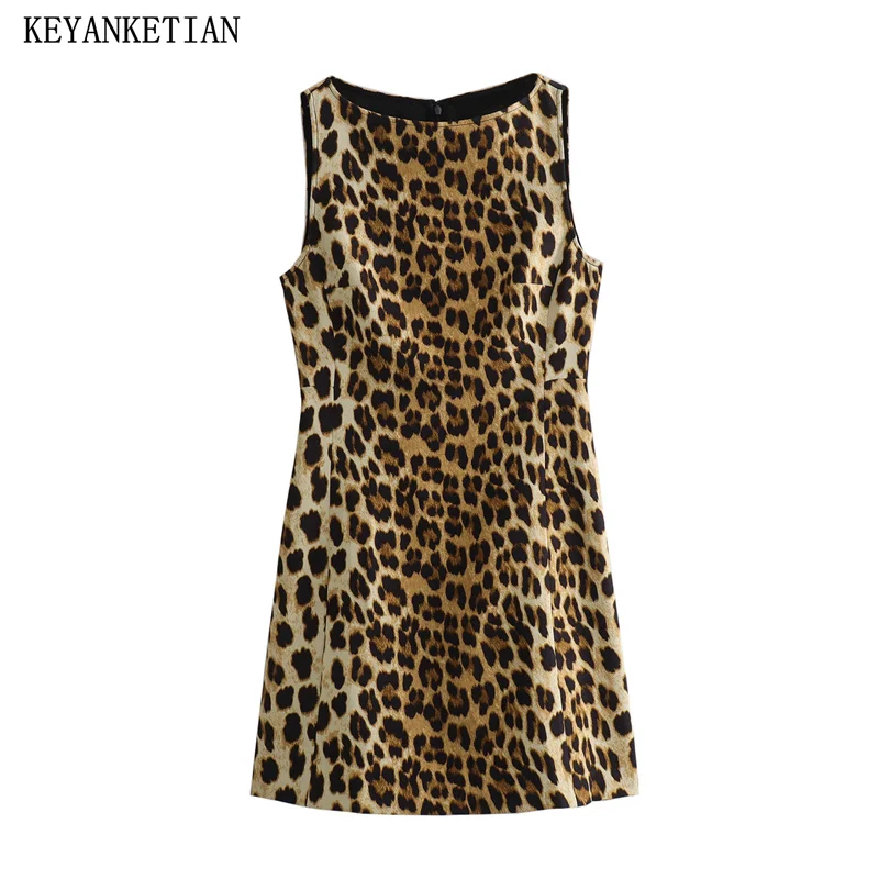 KEYANKETIAN 2024 New Launch Women's Leopard Print Mini Dress Summer Retro style O-Neck Sleeveless Back Zipper Slim Dresses
KEYANKETIAN 2024 New Launch Women's Leopard Print Mini Dress Summer Retro style O-Neck Sleeveless Back Zipper Slim Dresses