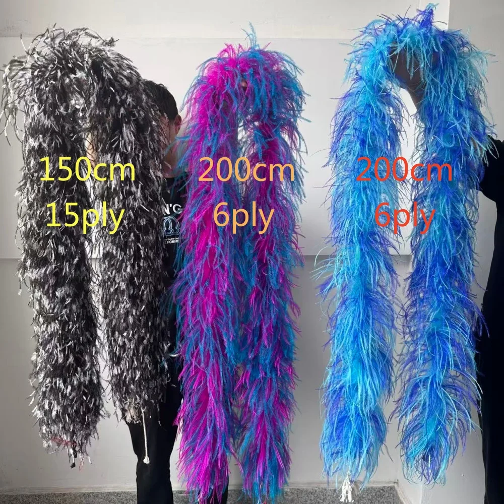 2Meter Multicolor Ostrich Feather Boa 6/8/10/15/20 Ply Soft Trim for Wedding Shawl Veil Carnival Masquerade Costume Party Decor
2Meter Multicolor Ostrich Feather Boa 6/8/10/15/20 Ply Soft Trim for Wedding Shawl Veil Carnival Masquerade Costume Party Decor