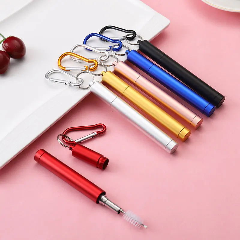 Reusable Telescopic Straw 304 Stainless Steel Straws Three Links with Cleaning Brush Keychain Case Portable Drinking For Travel
Reusable Telescopic Straw 304 Stainless Steel Straws Three Links with Cleaning Brush Keychain Case Portable Drinking For Travel