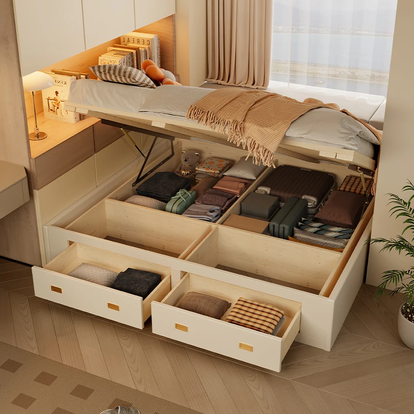 Custom Modern Simple Tatami Solid Wood Bed Double Multi-Functional Open Air Drawer Storage Small Apartment Bedroom No Headboard
Custom Modern Simple Tatami Solid Wood Bed Double Multi-Functional Open Air Drawer Storage Small Apartment Bedroom No Headboard