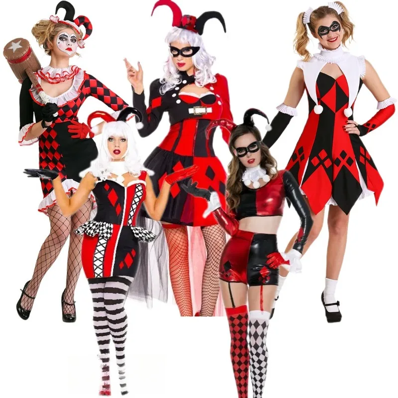Halloween Cosplay Costume Circus Clown Patchwork Dress Accessories Suits Performance Party Role Playing Outfits for Adult Women
Halloween Cosplay Costume Circus Clown Patchwork Dress Accessories Suits Performance Party Role Playing Outfits for Adult Women