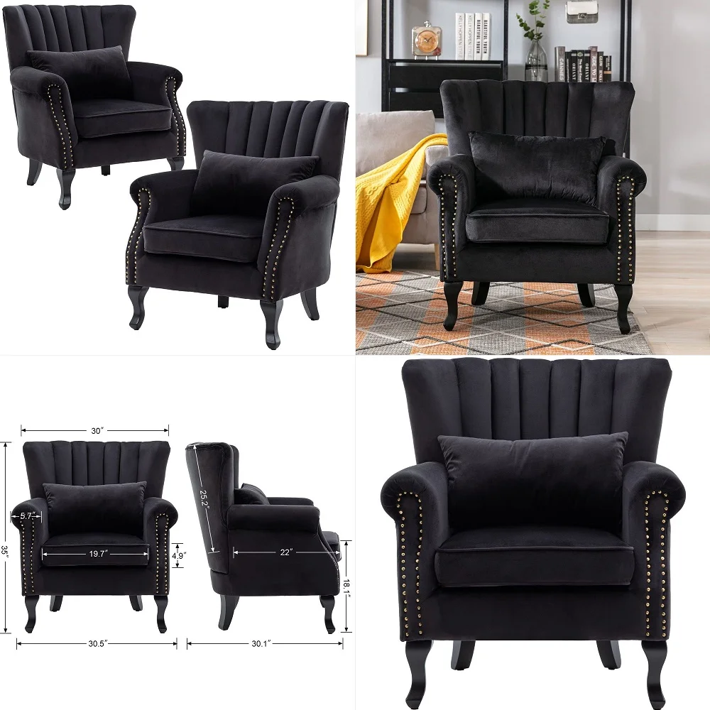Chairs Set of 2 with Arm Comfy Velvet Living Room Chair MidCentury Modern Wingback Side Chair Single Sofa Couch for Bedroom Gue
Chairs Set of 2 with Arm Comfy Velvet Living Room Chair MidCentury Modern Wingback Side Chair Single Sofa Couch for Bedroom Gue