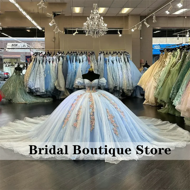 Blue 2024 Princess Quinceanera Dresses Off Shoulder Ball Gown Beaded Flowers Appliques Crystals Sweet 16 Dress Vestidos
Blue 2024 Princess Quinceanera Dresses Off Shoulder Ball Gown Beaded Flowers Appliques Crystals Sweet 16 Dress Vestidos