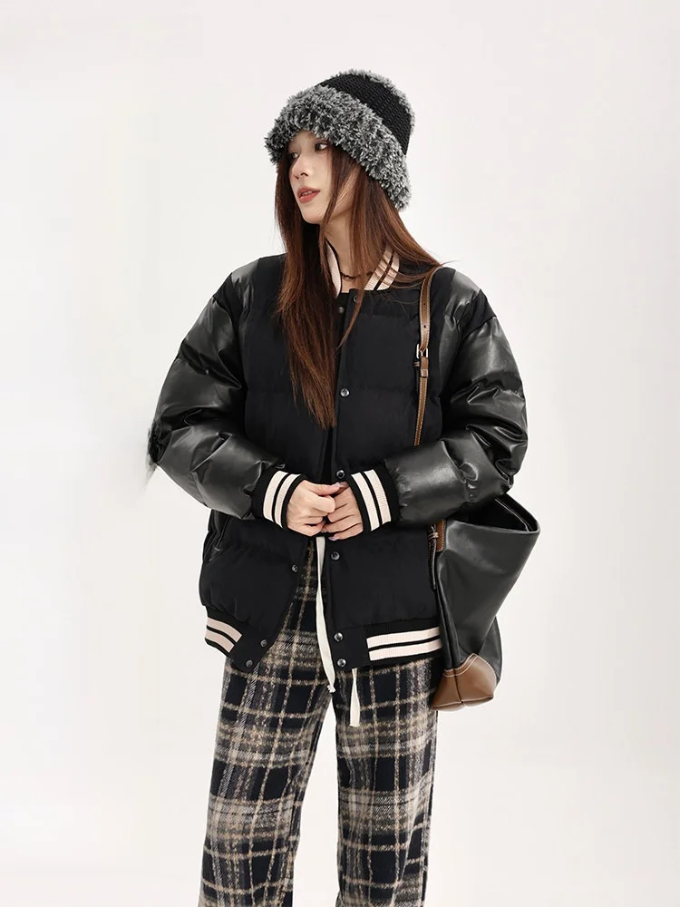 Yang Pao Pao Thickened Black PU Leather Cotton Jacket Women's White Duck down Slim Fit Coat Korean Style Long Sleeve Stand Co...
Yang Pao Pao Thickened Black PU Leather Cotton Jacket Women's White Duck down Slim Fit Coat Korean Style Long Sleeve Stand Co...