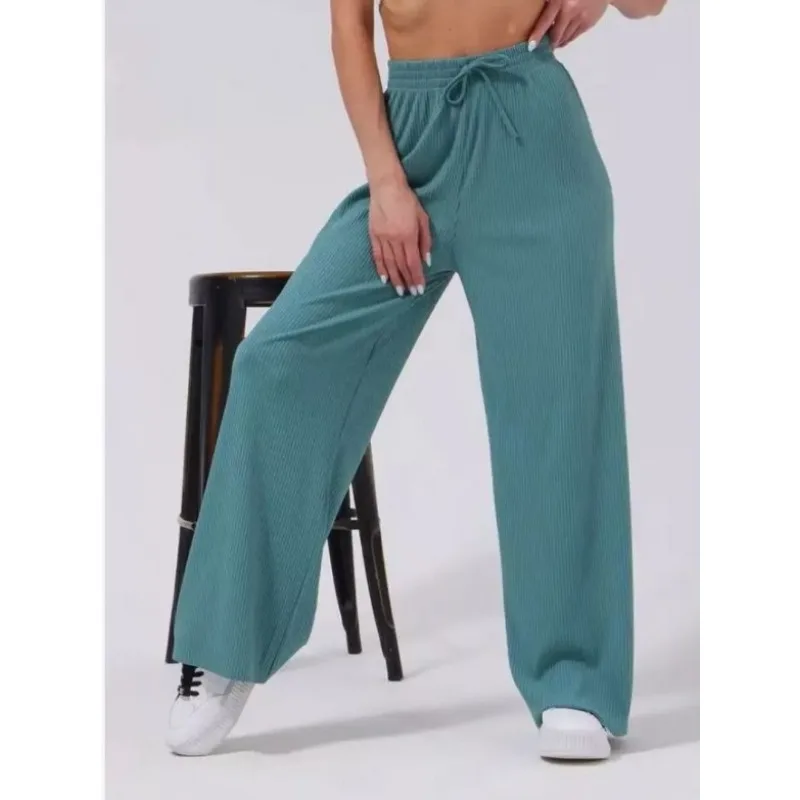 Women Ribbed Drawstring Wide Leg Pants Elastic Waist Casual Jogger Trousers Daily Wear
Women Ribbed Drawstring Wide Leg Pants Elastic Waist Casual Jogger Trousers Daily Wear