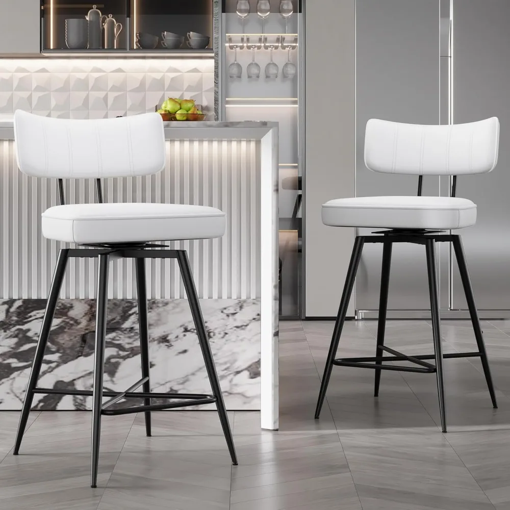 26Inch Counter Height Bar Stools Set of 2,Swivel Bar Stools with Backs and Metal Frame,WhiteUpholstered Faux Leather Bar Stools
26Inch Counter Height Bar Stools Set of 2,Swivel Bar Stools with Backs and Metal Frame,WhiteUpholstered Faux Leather Bar Stools