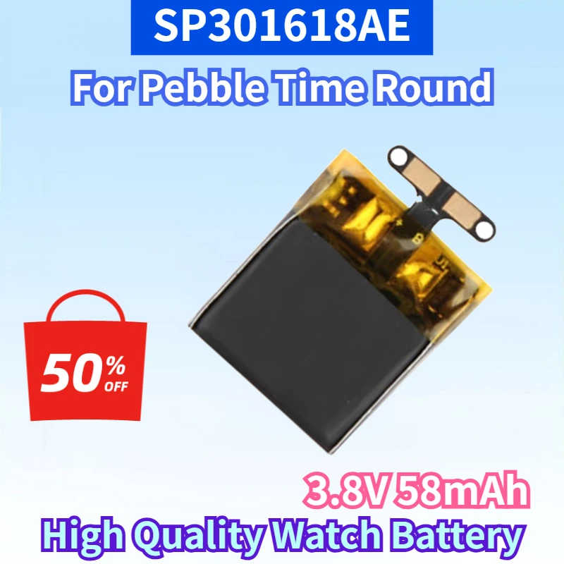 Newest SP301618AE 3.8V 58mAh Lithium-ion Rechargeable Battery for Pebble Time Round High Quality Watch Replacement Battery
Newest SP301618AE 3.8V 58mAh Lithium-ion Rechargeable Battery for Pebble Time Round High Quality Watch Replacement Battery