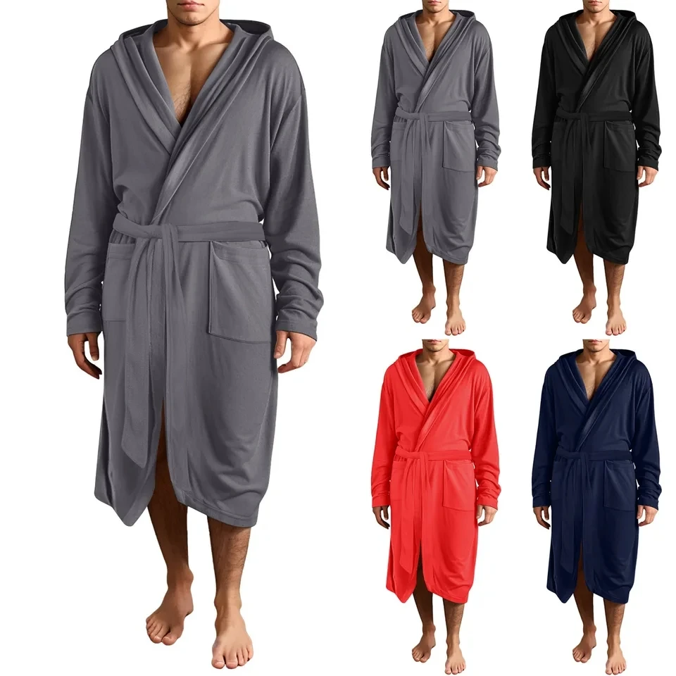 Plus Size Men's Bathrobe Sauna Clothing Long Sleeved Hooded Nightgown Sleepwear With Pockets Male Bath Robes Pajamas Home Wear
Plus Size Men's Bathrobe Sauna Clothing Long Sleeved Hooded Nightgown Sleepwear With Pockets Male Bath Robes Pajamas Home Wear