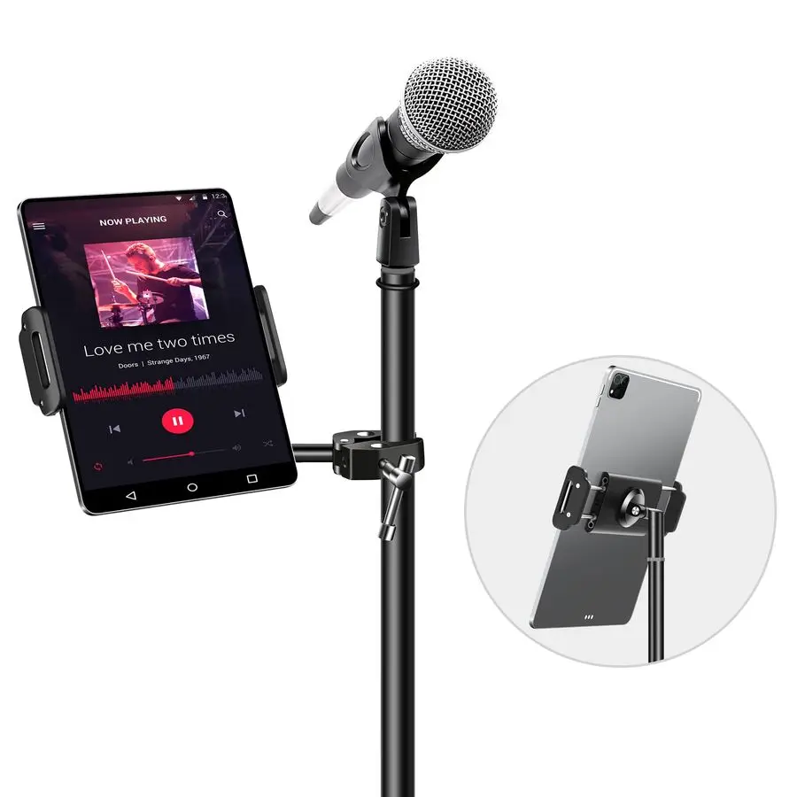 Aluminum iPad Holder for Mic Stand, Side Mount iPad Music Stand Holder for Microphone, 360 Swivel Tilt Adjustable Mic Tablet Mou
Aluminum iPad Holder for Mic Stand, Side Mount iPad Music Stand Holder for Microphone, 360 Swivel Tilt Adjustable Mic Tablet Mou