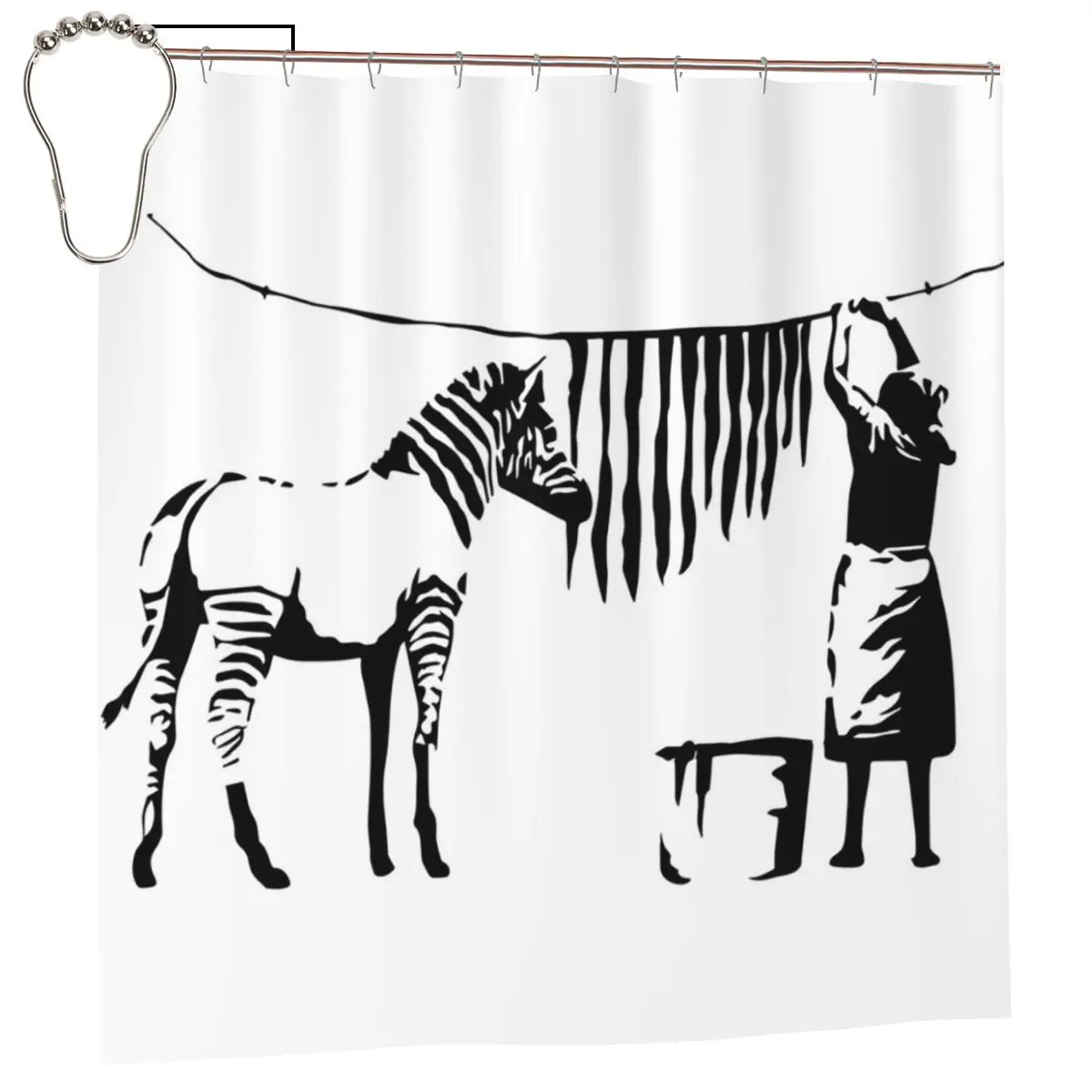 Занавеска для душа с рисунком зебры в стиле Бэнкси, полиэстеровая, водонепроницаемая, с крючками
Занавеска для душа с рисунком зебры в стиле Бэнкси, полиэстеровая, водонепроницаемая, с крючками