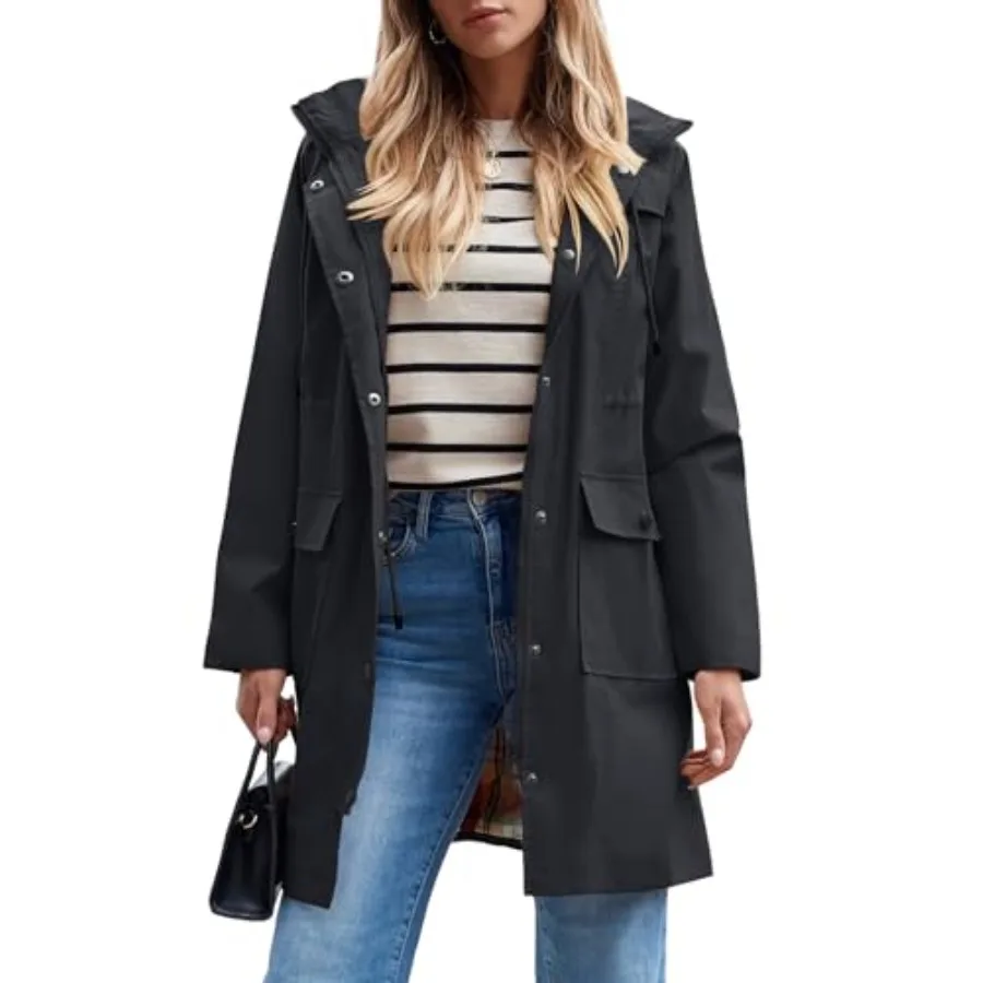 Women's Waterproof Rain Jacket Long Raincoat Hooded Windbreaker Trench Coat
Women's Waterproof Rain Jacket Long Raincoat Hooded Windbreaker Trench Coat