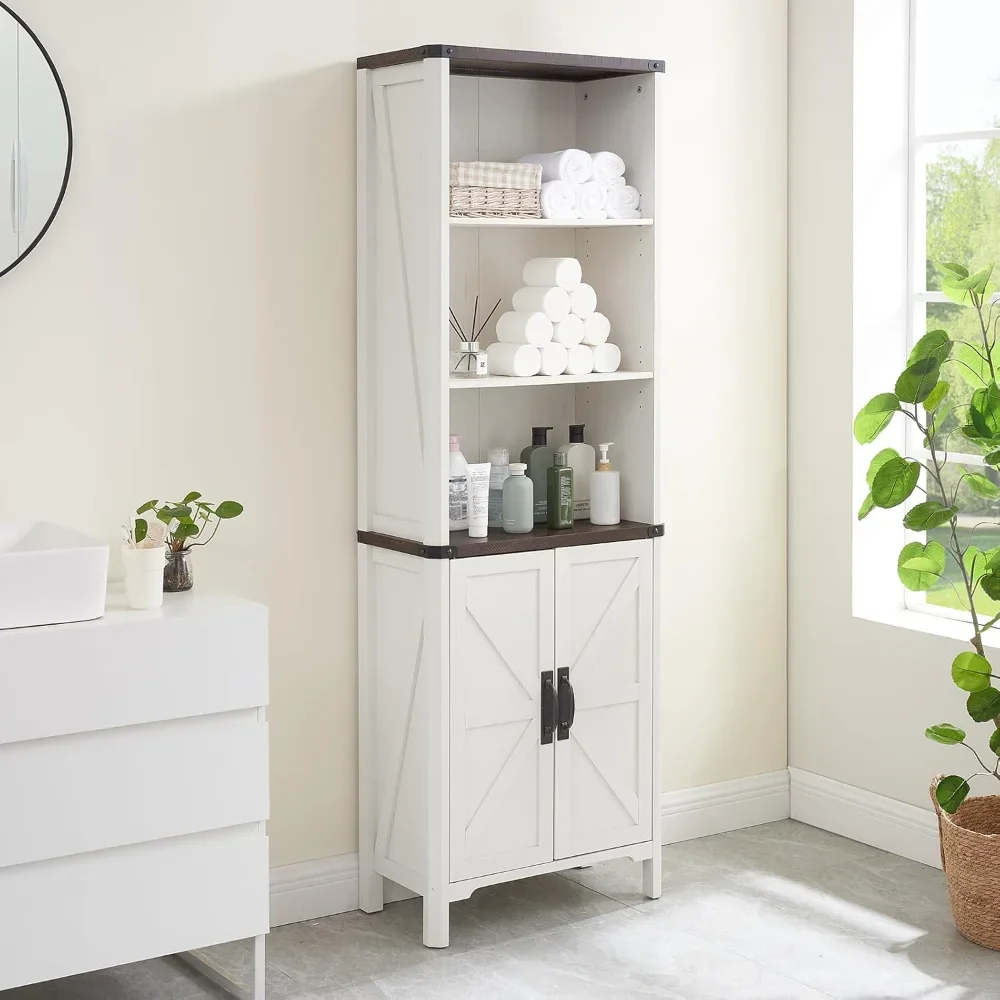 Bathroom Storage Cabinet, Farmhouse Storage Cabinet with 2 Barn Doors and Adjustable Shelves, Floor Cabinet for Bathroom
Bathroom Storage Cabinet, Farmhouse Storage Cabinet with 2 Barn Doors and Adjustable Shelves, Floor Cabinet for Bathroom