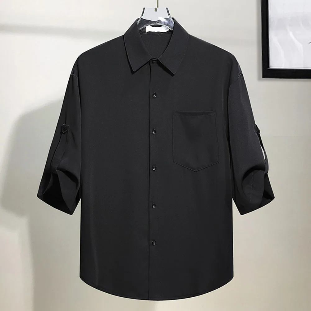 Casual Outings Button Up Short Sleeves No Ironing Shirt Comfortable Breathable Ice Silk Shirt Button Black All Seasons Wear
Casual Outings Button Up Short Sleeves No Ironing Shirt Comfortable Breathable Ice Silk Shirt Button Black All Seasons Wear