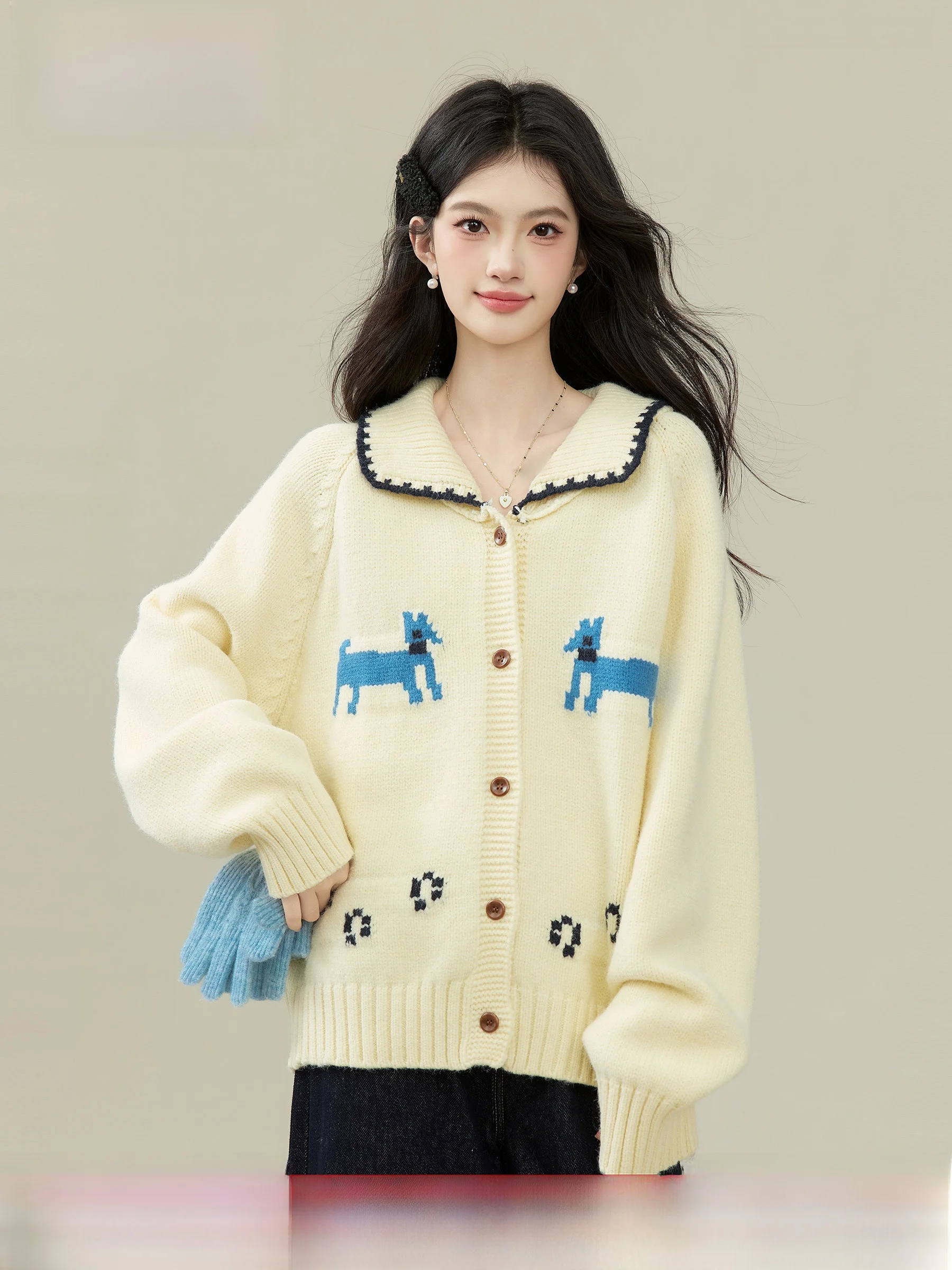 Roumi Warm Knitted Sweater Soft Comfortable Loose Fit Dog Cartoon Design Women's Spring New Style Casual Fashionable Top
Roumi Warm Knitted Sweater Soft Comfortable Loose Fit Dog Cartoon Design Women's Spring New Style Casual Fashionable Top