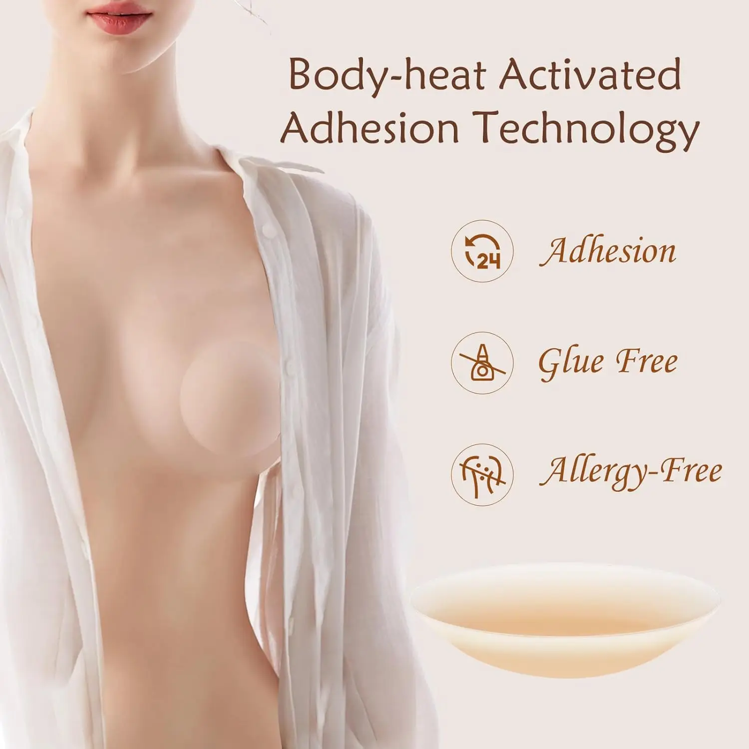 Силиконовые накладки на соски, многоразовые, с адгезией, активируемой телесным теплом, для женщин
Силиконовые накладки на соски, многоразовые, с адгезией, активируемой телесным теплом, для женщин