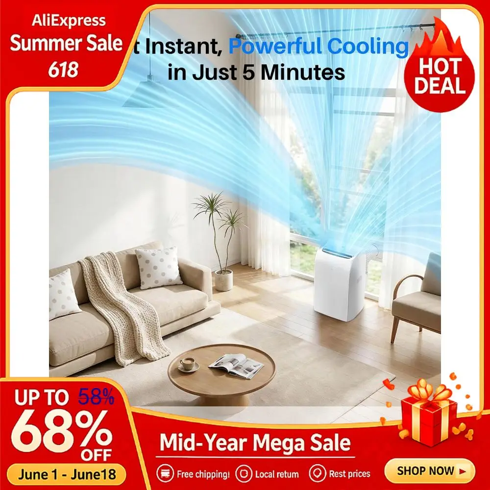 14,000 BTU Air Conditioner MultiFunction Portable AC Unit Cools Up to 700 Sq. Ft., with UltraQuiet42db, Auto Swing, Custom
14,000 BTU Air Conditioner MultiFunction Portable AC Unit Cools Up to 700 Sq. Ft., with UltraQuiet42db, Auto Swing, Custom