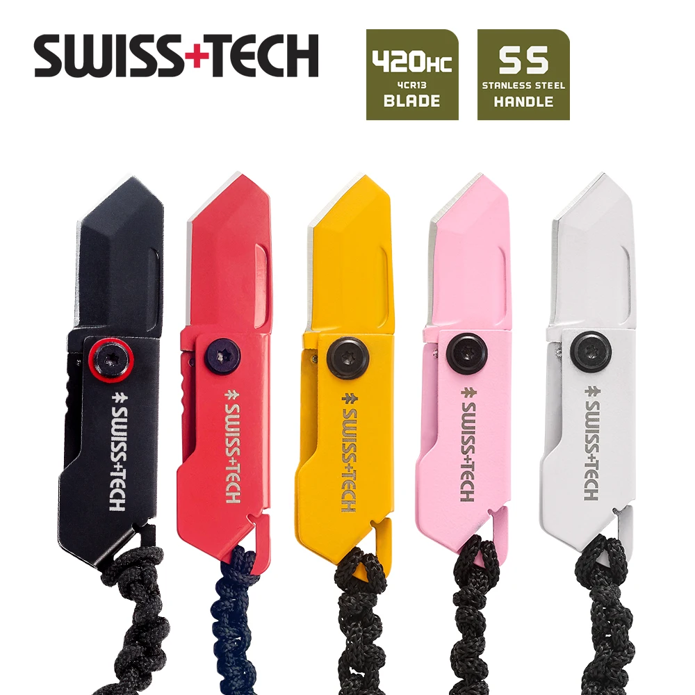 SWISS TECH Small Folding Knife Keychain Mini Pocket Knives For self-defense EDC Utility Box Cutter Gadgets Portable Rope Lanyard
SWISS TECH Small Folding Knife Keychain Mini Pocket Knives For self-defense EDC Utility Box Cutter Gadgets Portable Rope Lanyard