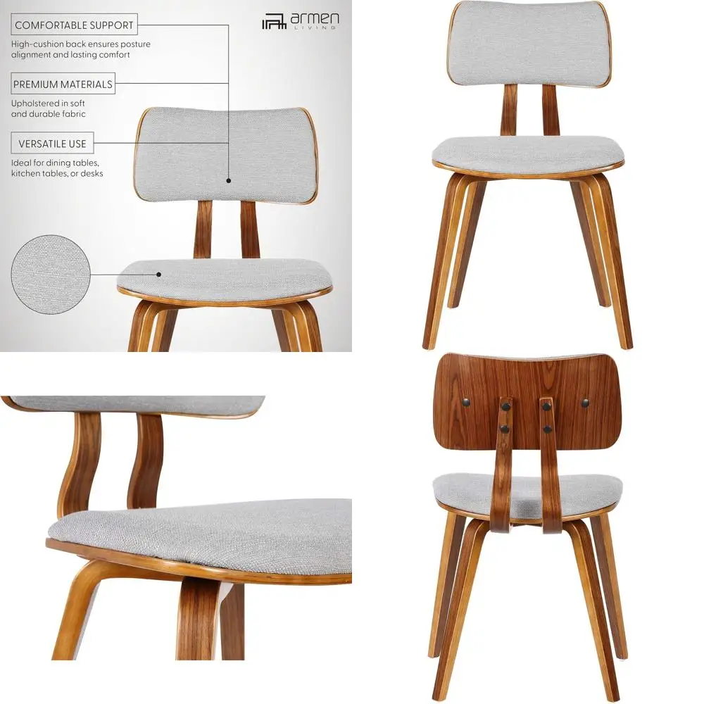 Grey Fabric and Walnut Wood Century Style Dining Chair or Vanity Desk
Grey Fabric and Walnut Wood Century Style Dining Chair or Vanity Desk