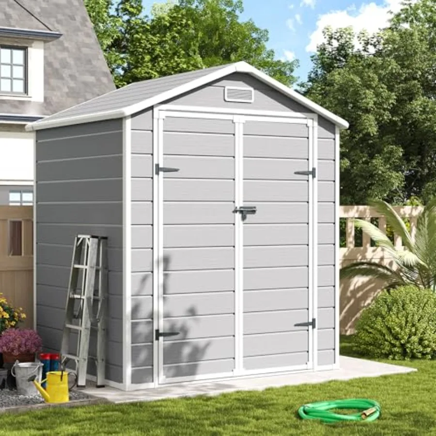 Outdoor storage shed with floor, 6x4.5 FT plastic shed in white and grey, waterproof resin construction for backyard, patio, la
Outdoor storage shed with floor, 6x4.5 FT plastic shed in white and grey, waterproof resin construction for backyard, patio, la