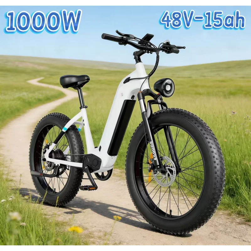 26-дюймовый электрический велосипед 48В15Ач, внедорожный электромотоцикл с большим запасом хода, двигатель 1000Вт, комфортный электровелосипед для любой местности
26-дюймовый электрический велосипед 48В15Ач, внедорожный электромотоцикл с большим запасом хода, двигатель 1000Вт, комфортный электровелосипед для любой местности