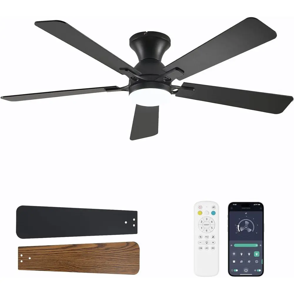 Ceiling Fans with Lights, 52 Inch Low Profile Ceiling Fan with Light and Remote Control, Flush Mount, Reversible, 3CCT, Dimmable
Ceiling Fans with Lights, 52 Inch Low Profile Ceiling Fan with Light and Remote Control, Flush Mount, Reversible, 3CCT, Dimmable