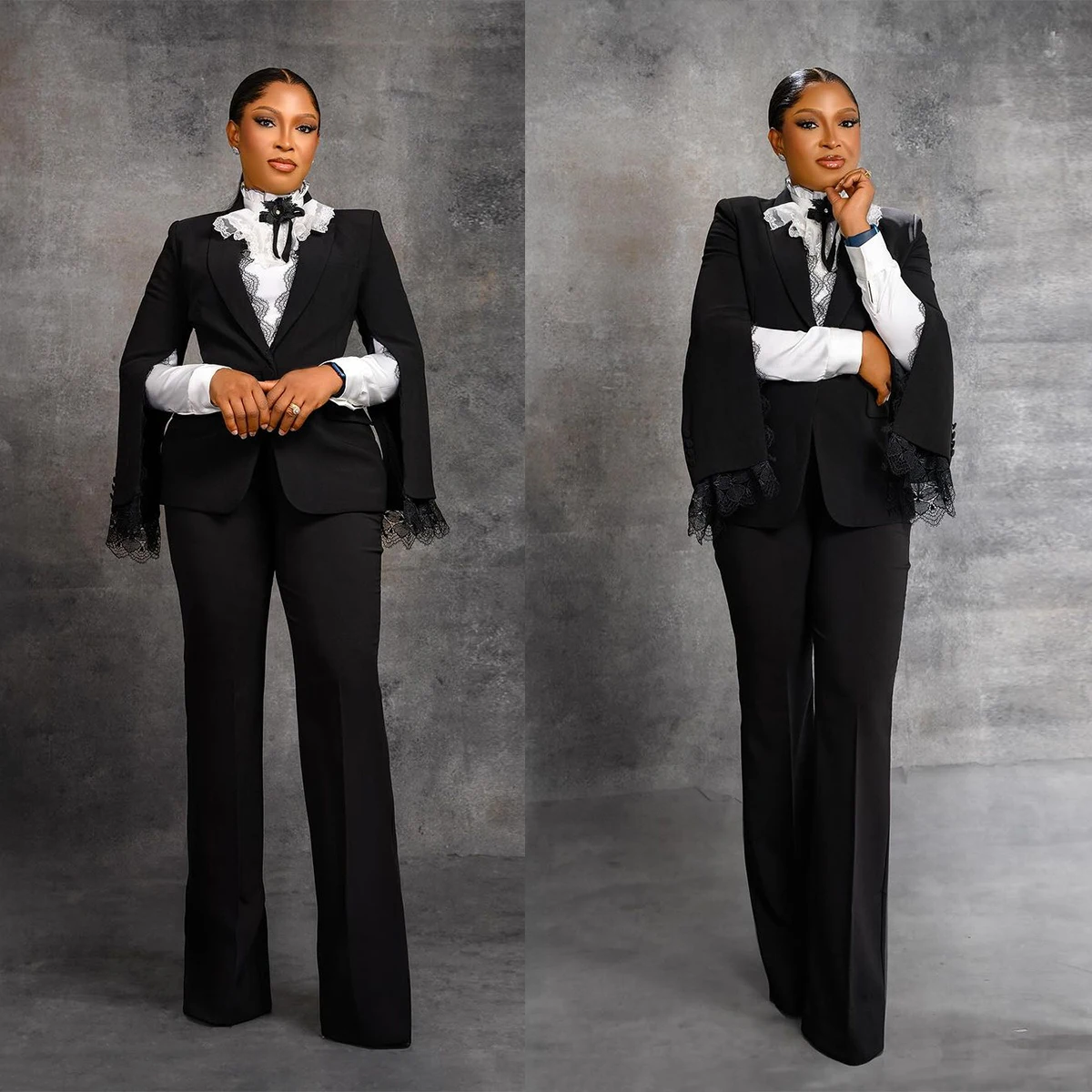 Classic Women Pants Suits Plus Size 2 Pcs Lace Cape Sleeves Blazer Jacket And Pants Suits Customized Wedding Guest Formal Wear
Classic Women Pants Suits Plus Size 2 Pcs Lace Cape Sleeves Blazer Jacket And Pants Suits Customized Wedding Guest Formal Wear