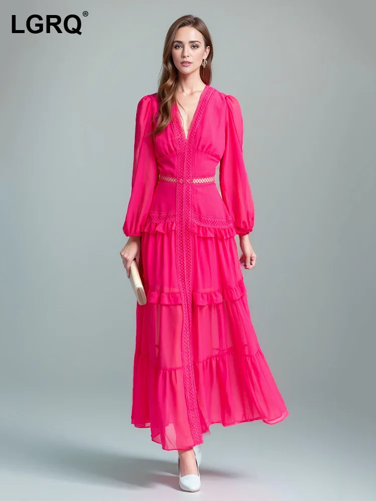 LGRQ Women's Waist Hollow Out Dress Fashion V-Neck Solid Color Long Sleeve Cake Dresses Female 2024 Summer New Clothes 3WQ2999
LGRQ Women's Waist Hollow Out Dress Fashion V-Neck Solid Color Long Sleeve Cake Dresses Female 2024 Summer New Clothes 3WQ2999