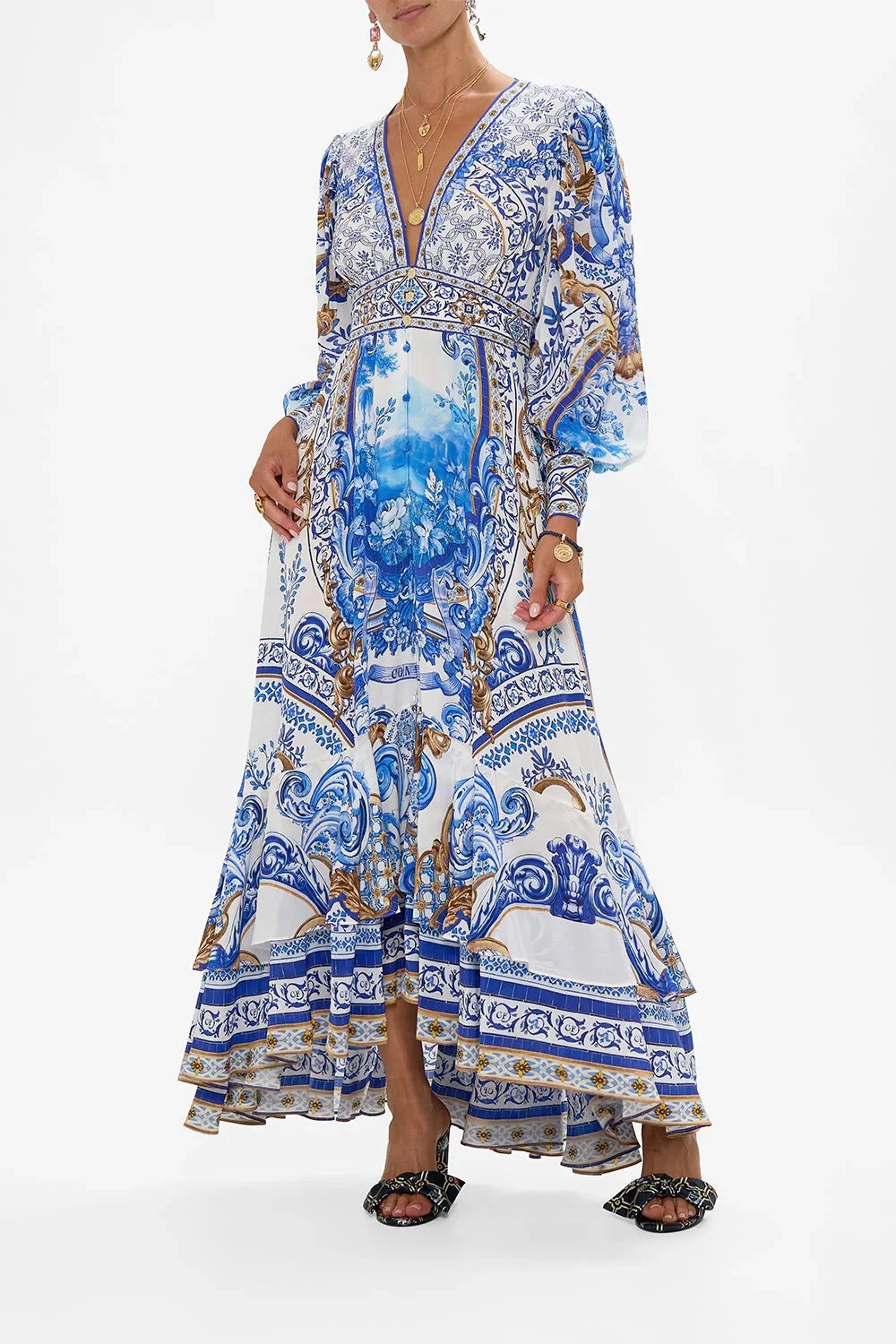 2025 New Female 100% Silk Maxi Dress Blue Print Crystal Beaded V-Neck High Waist Holiday Ladies Robe
2025 New Female 100% Silk Maxi Dress Blue Print Crystal Beaded V-Neck High Waist Holiday Ladies Robe