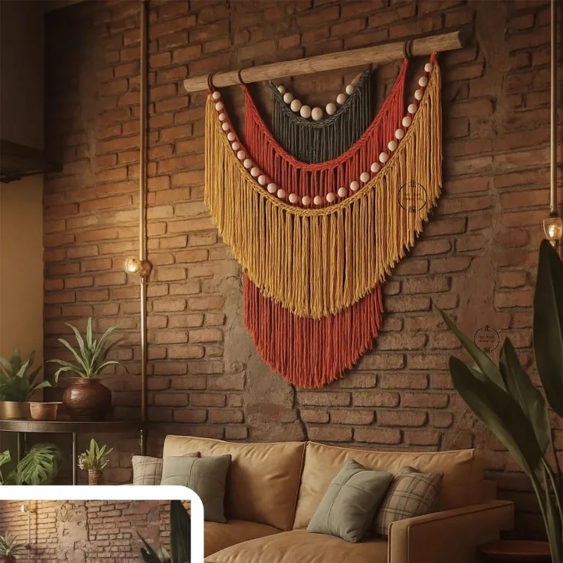 Bohemian hand-woven large background wall decoration, Nordic fringed tapestry
Bohemian hand-woven large background wall decoration, Nordic fringed tapestry