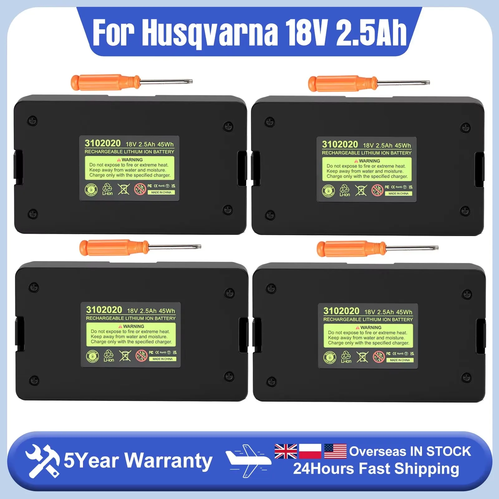 18V 2.5Ah Li-ion Battery For Husqvarna Automower 115H/305/310/520 For Gardena Sileno Robotic Lawn Mower Replacement
18V 2.5Ah Li-ion Battery For Husqvarna Automower 115H/305/310/520 For Gardena Sileno Robotic Lawn Mower Replacement
