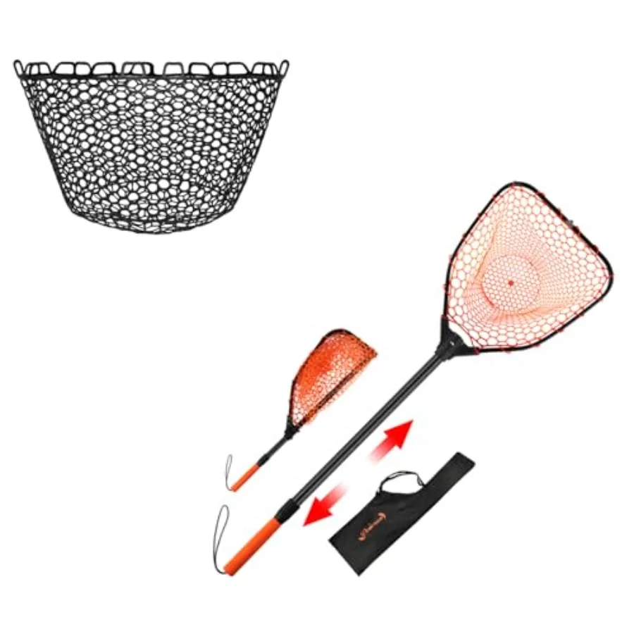 Rubber Fishing Landing Net Orange 17.6" dia-13.7" Depth + Net Replacement Without Handle Black
Rubber Fishing Landing Net Orange 17.6" dia-13.7" Depth + Net Replacement Without Handle Black