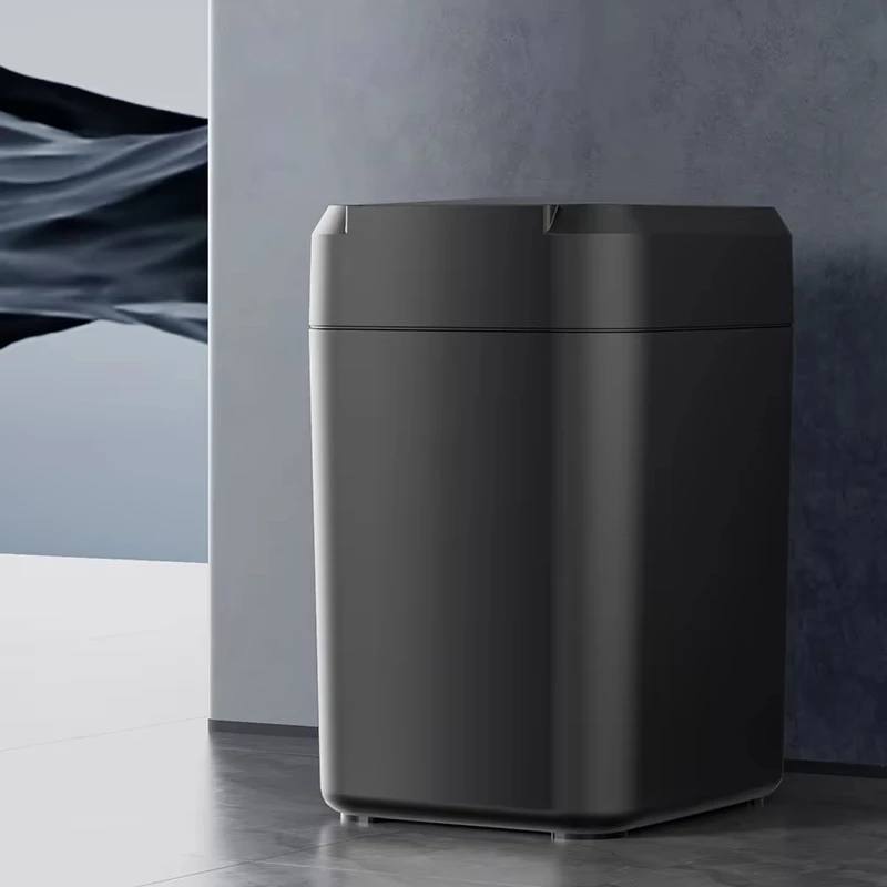 Creative Trash Can Automatic Bagging Storage Bucket Home Toilet Bathroom Dustbin With Lid Cute Black square Garbage Bin 17L
Creative Trash Can Automatic Bagging Storage Bucket Home Toilet Bathroom Dustbin With Lid Cute Black square Garbage Bin 17L