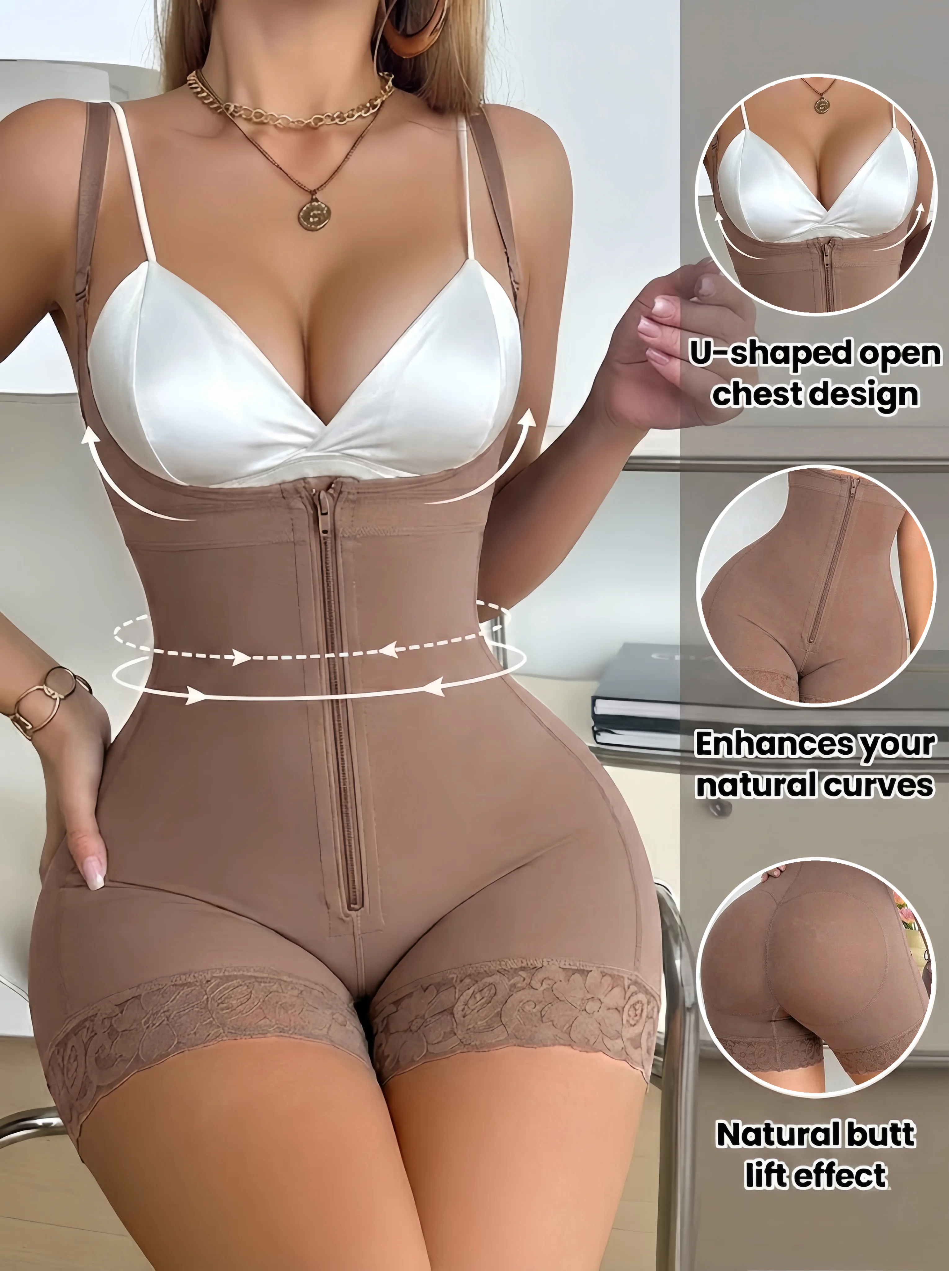 Women's High Compression Shapewear Bodysuit with Zipper Closure Tummy Control Butt Lifter Waist Trainer for Slimming Effect
Women's High Compression Shapewear Bodysuit with Zipper Closure Tummy Control Butt Lifter Waist Trainer for Slimming Effect