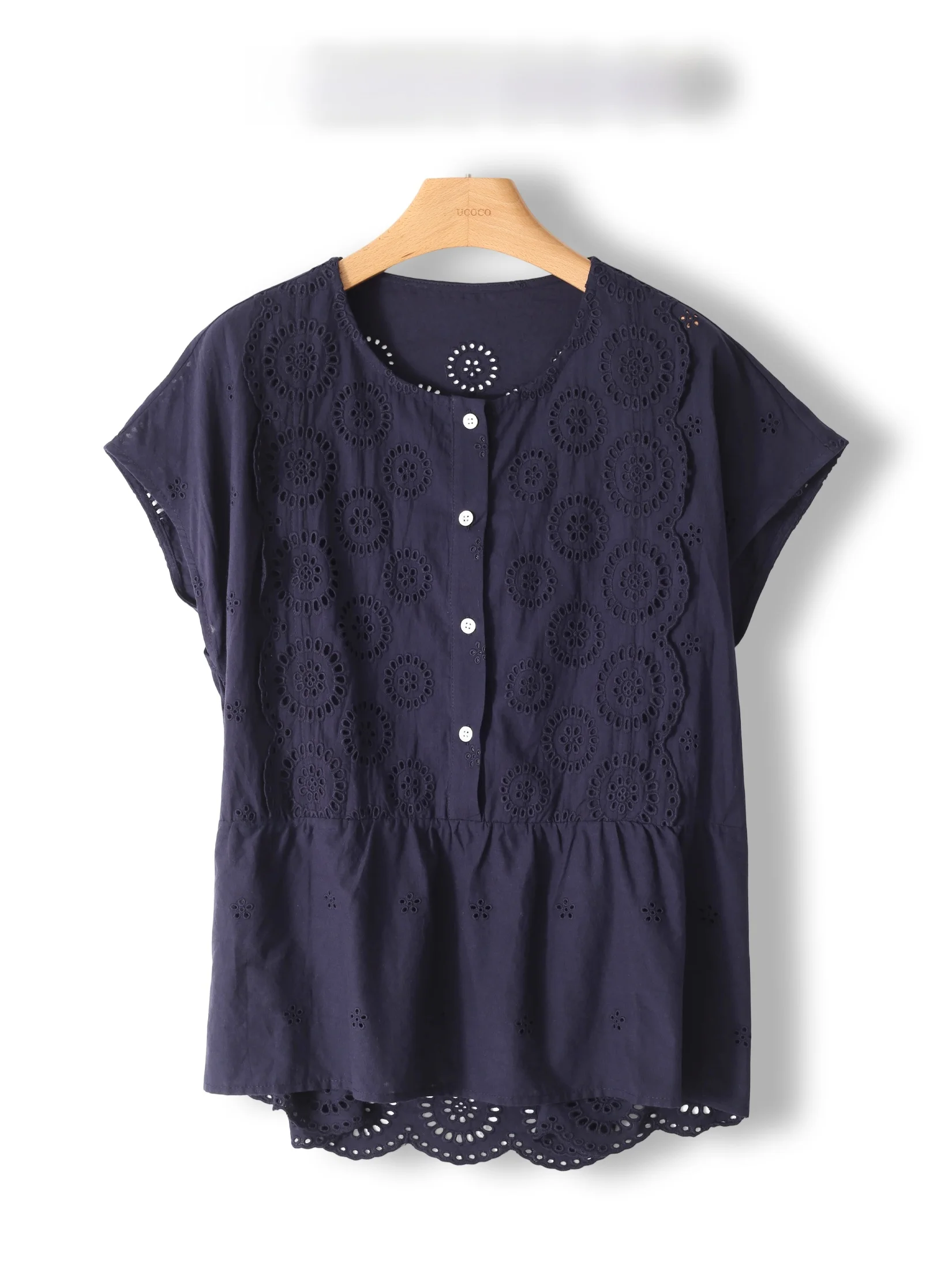 Elegant Loose Women's Short Sleeve Embroidered Shirt Cool Hollow out Design Breathable Comfortable Cotton Summer Top
Elegant Loose Women's Short Sleeve Embroidered Shirt Cool Hollow out Design Breathable Comfortable Cotton Summer Top