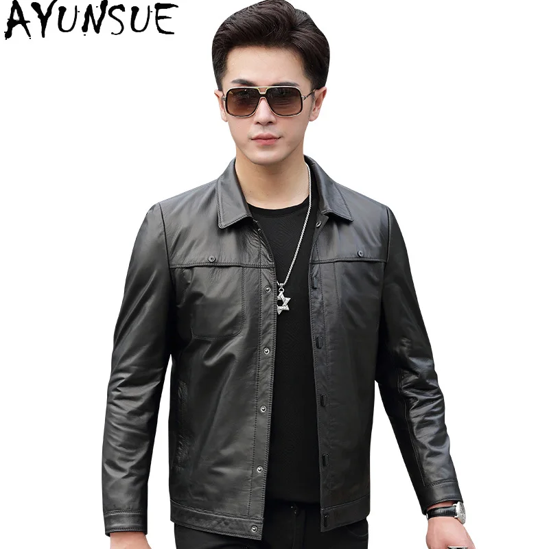 AYUNSUE Genuine Leather Jackets Cowhide Men's Jacket Short Down Mens Leather Jacket Winter Warm Mens Fashion Coats 양가죽 자켓 천연가죽
AYUNSUE Genuine Leather Jackets Cowhide Men's Jacket Short Down Mens Leather Jacket Winter Warm Mens Fashion Coats 양가죽 자켓 천연가죽