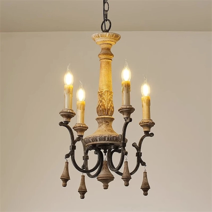 French vintage candlesticks chandeliers bedroom lights dining room lights American vintage solid wood carving pendant lamps
French vintage candlesticks chandeliers bedroom lights dining room lights American vintage solid wood carving pendant lamps
