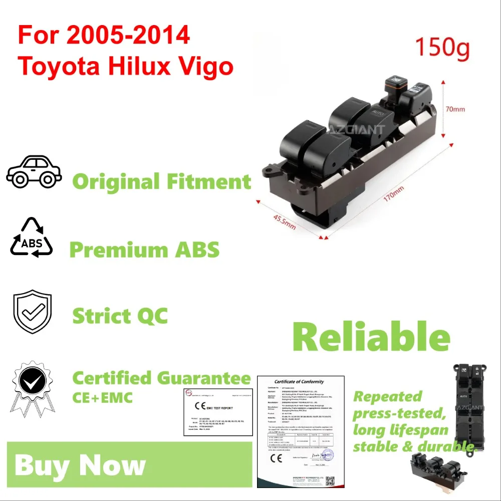 Front Right for Toyota Hilux Vigo Window Glass Lifter Control Button Regulator Switch 2005 2006 2007 2008 2009 2010 2011-2014
Front Right for Toyota Hilux Vigo Window Glass Lifter Control Button Regulator Switch 2005 2006 2007 2008 2009 2010 2011-2014