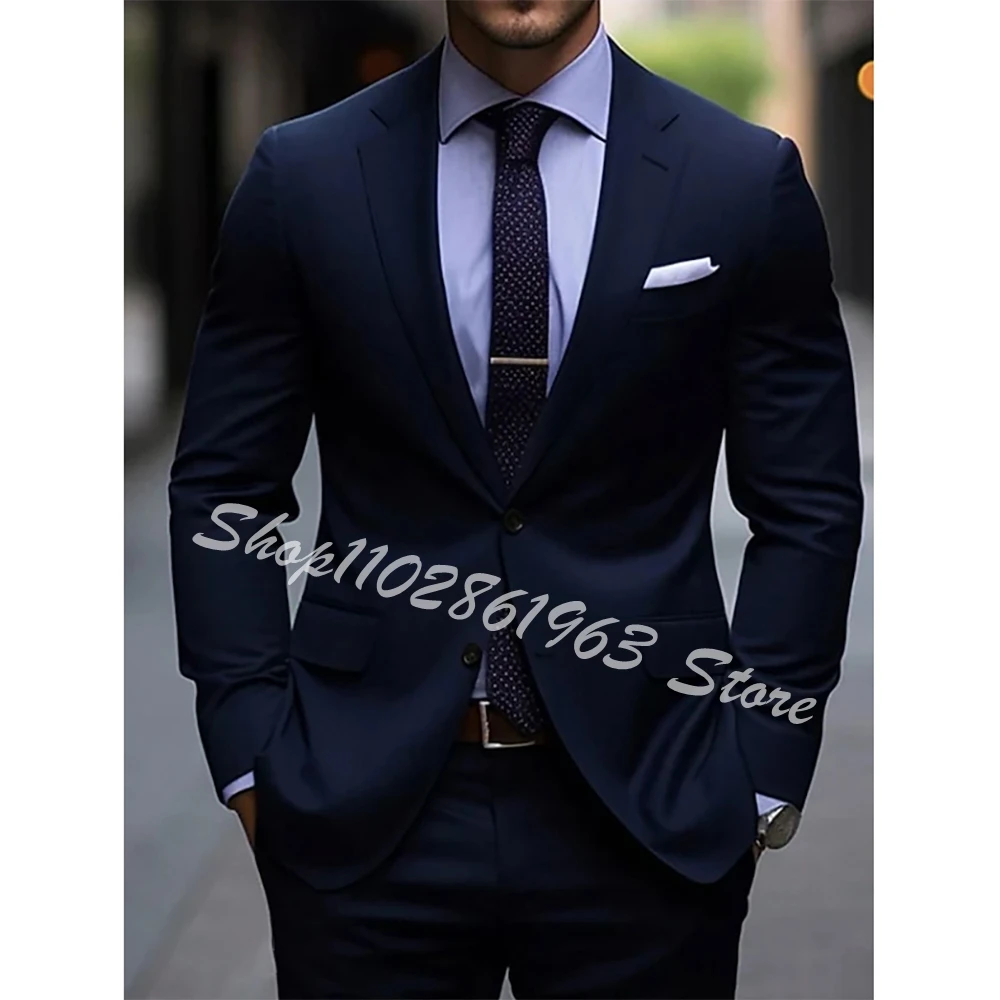 Navy Blue Men's Suits Gentlemen Single Breasted Notched Lapel 2 Pieces Suits Men Jacket Pants High Quality Costume Homme
Navy Blue Men's Suits Gentlemen Single Breasted Notched Lapel 2 Pieces Suits Men Jacket Pants High Quality Costume Homme