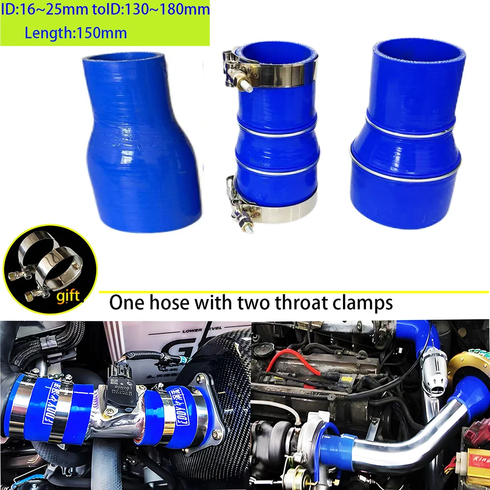 Blue straight 0-degree reducer silicone hose joint intercooler tube turbocharger tube ID: 16~25mm to ID: 130~180mm L: 150mm
Blue straight 0-degree reducer silicone hose joint intercooler tube turbocharger tube ID: 16~25mm to ID: 130~180mm L: 150mm