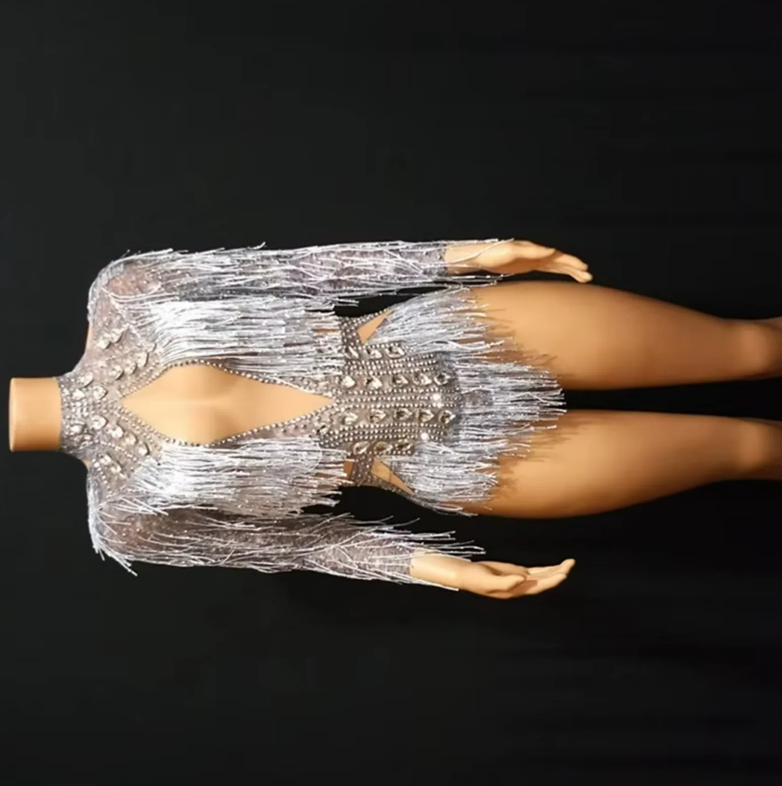 Grey Fringes Bling Dress Sparkling Rhinestone Crystal Women Bodycon Evening DressesNightclub Party Show Performance Stage Wear
Grey Fringes Bling Dress Sparkling Rhinestone Crystal Women Bodycon Evening DressesNightclub Party Show Performance Stage Wear