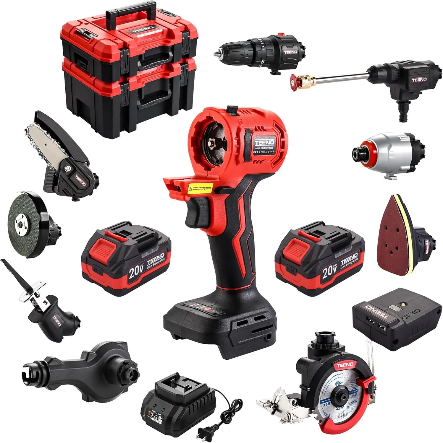 20V MAX Brushless Power Tool Combo Kit, 9-in-1 Cordless Interchangeable Multi-Tool Set (Drill, Impact, Grinder, Sander, Circular, Chain & Reciprocating Saws, Blower, Washer), 2x 4.0Ah Batteries
20V MAX Brushless Power Tool Combo Kit, 9-in-1 Cordless Interchangeable Multi-Tool Set (Drill, Impact, Grinder, Sander, Circular, Chain & Reciprocating Saws, Blower, Washer), 2x 4.0Ah Batteries