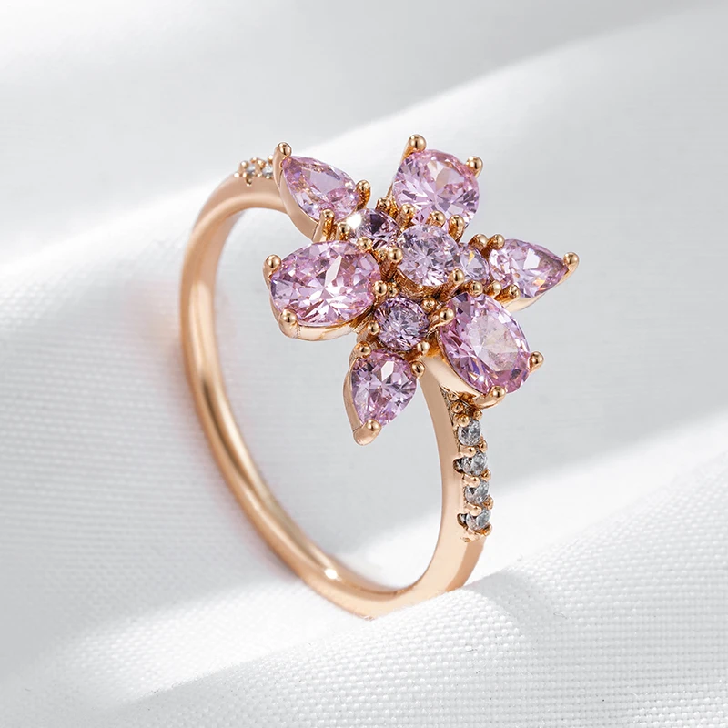 Wbmqda Pink Crystal Flower Jewelry Ring For Women 585 Rose Gold Color Fashion Romantic Zircon Accessories
Wbmqda Pink Crystal Flower Jewelry Ring For Women 585 Rose Gold Color Fashion Romantic Zircon Accessories