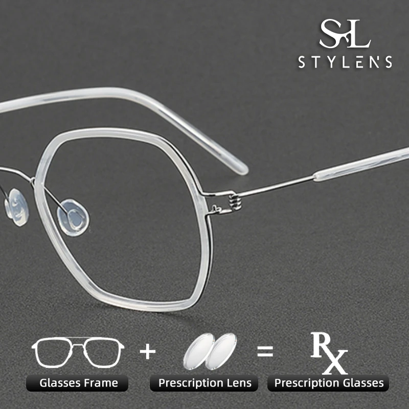 STYLENS Designer Designs Acetate Pure Titanium Prescription Eyewear Men Women Screws Anti Blue Light Progressive Eyewear 81044
STYLENS Designer Designs Acetate Pure Titanium Prescription Eyewear Men Women Screws Anti Blue Light Progressive Eyewear 81044